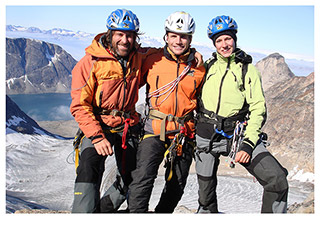 Grönland Gipfelbild mit Christoph Hainz, Roger Schäli und Andi Fichtner